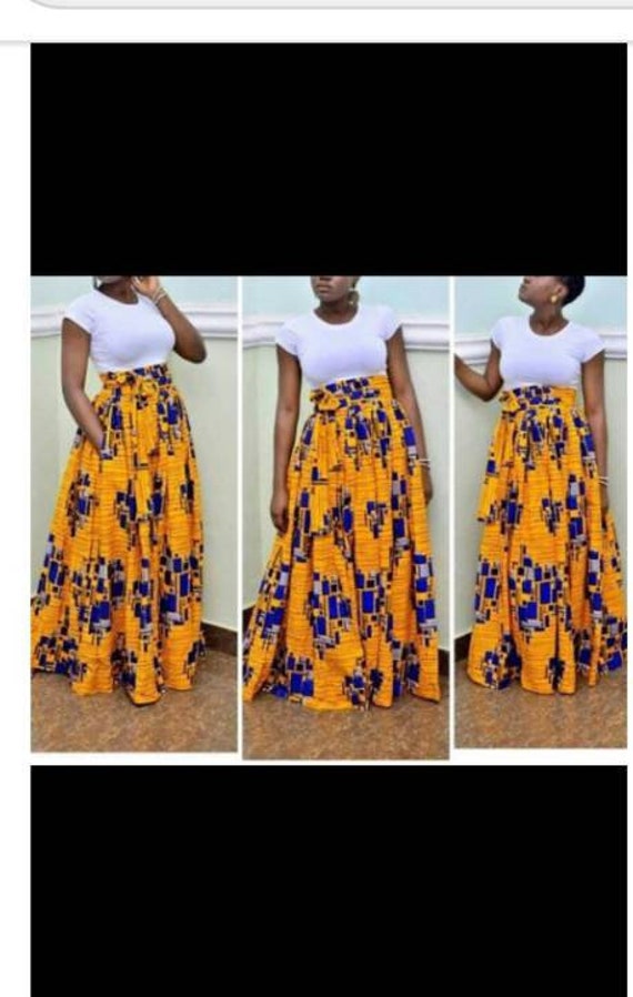 African print skirt with sash Ankara maxi skirt African maxi skirt long African skirt Ankara print skirt for women high waist skirt