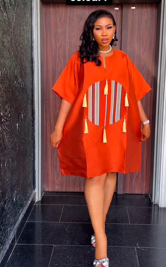 Mikado Kaftan Dress with Asooke, African Women Clothing,Kaftan Dress, Bubu Dress, African Short Dress,Party Dress