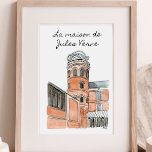 Poster Amiens, House of Jules Verne - art reproduction -art print