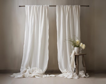 Linen Curtains For Living Room | Rod Pocket Linen Curtains | Track Options | 12 Colors | Curtain Track