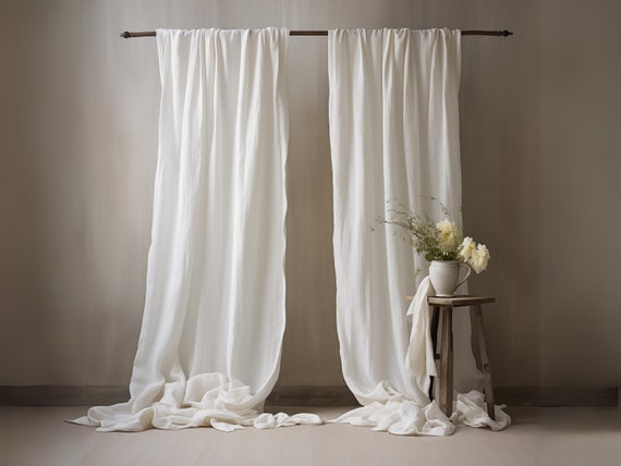 2 Tende Corte In Lino 63.5x63cm - Per Cucina, Bagno, Camera, Moderno, Leggero E Trasparente - Foto 12