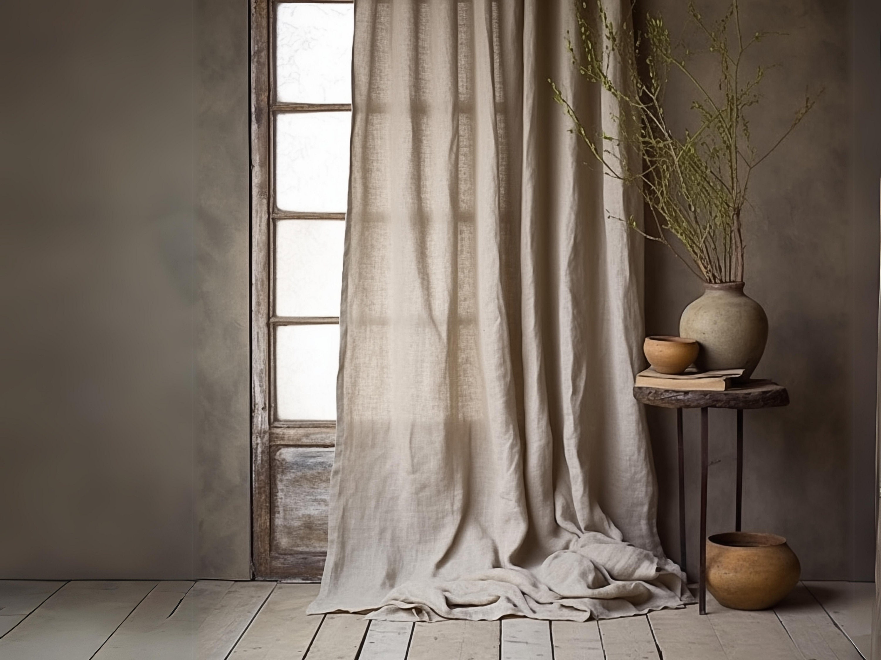 Tab Top Linen Curtains Window Treatment Sheer Linen Curtains Beach ...