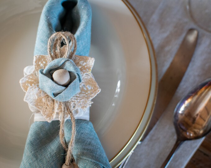 Flower blue Napkin Ring Festive Table Setting Table Decor & Favor Handmade Napkin Rings for Cocktail Special Occasions