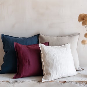 Linen Throw Pillow | Pillow Covers 20X20 | Boho Throw Pillow | Designer Pillow Cover | Natural Linen Pillow Cover | Decorative Pillows