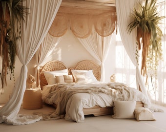 Pangzi Bohemian 4 Corner Post Bed Curtain Canopy Bed Curtain
