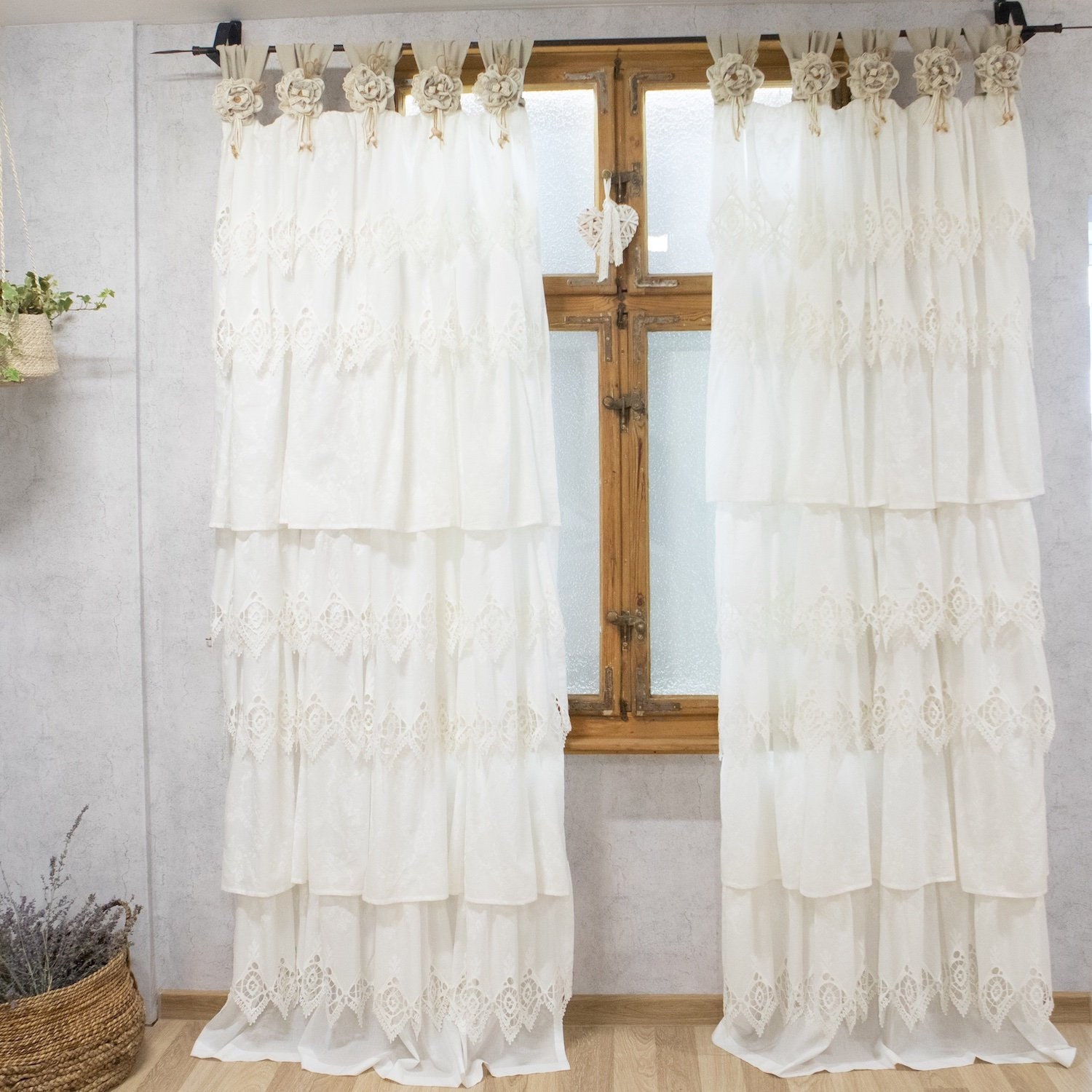 Beige Rüschen Vorhang Im Boho Stil Rüschen Vorhang