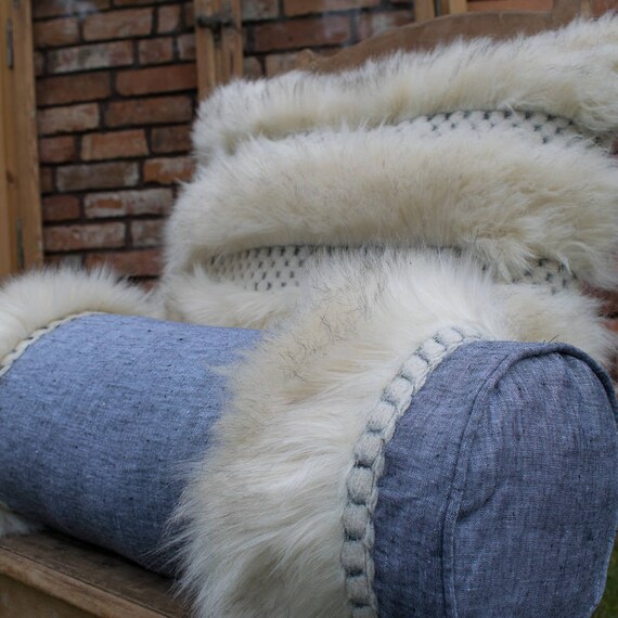 Faux Fur Pillow Pillow Case Stonewashed Linen Pillow Etsy