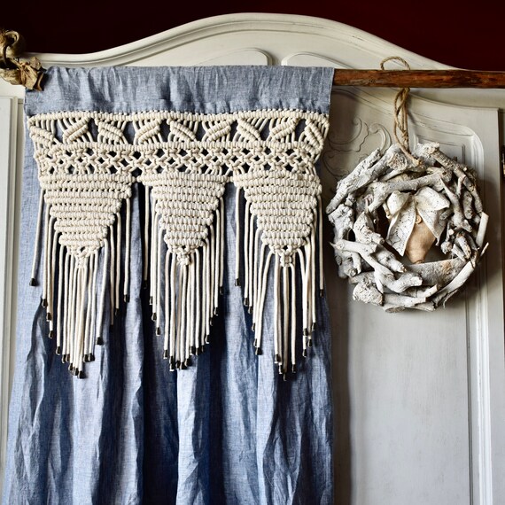 Makramee Vorhang Leinen Gardinen Collier Makramee Boho Etsy