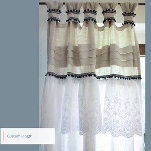 Tenda di lino arruffata, tende da fattoria regalo di ringraziamento