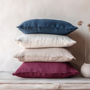 Linen Throw Pillow | Pillow Covers 20X20 | Boho Throw Pillow | Designer Pillow Cover | Natural Linen Pillow Cover | Decorative Pillows