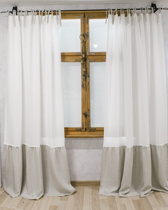 Prairie Curtains Ruffle Bottom Curtains Shabby Chic Etsy