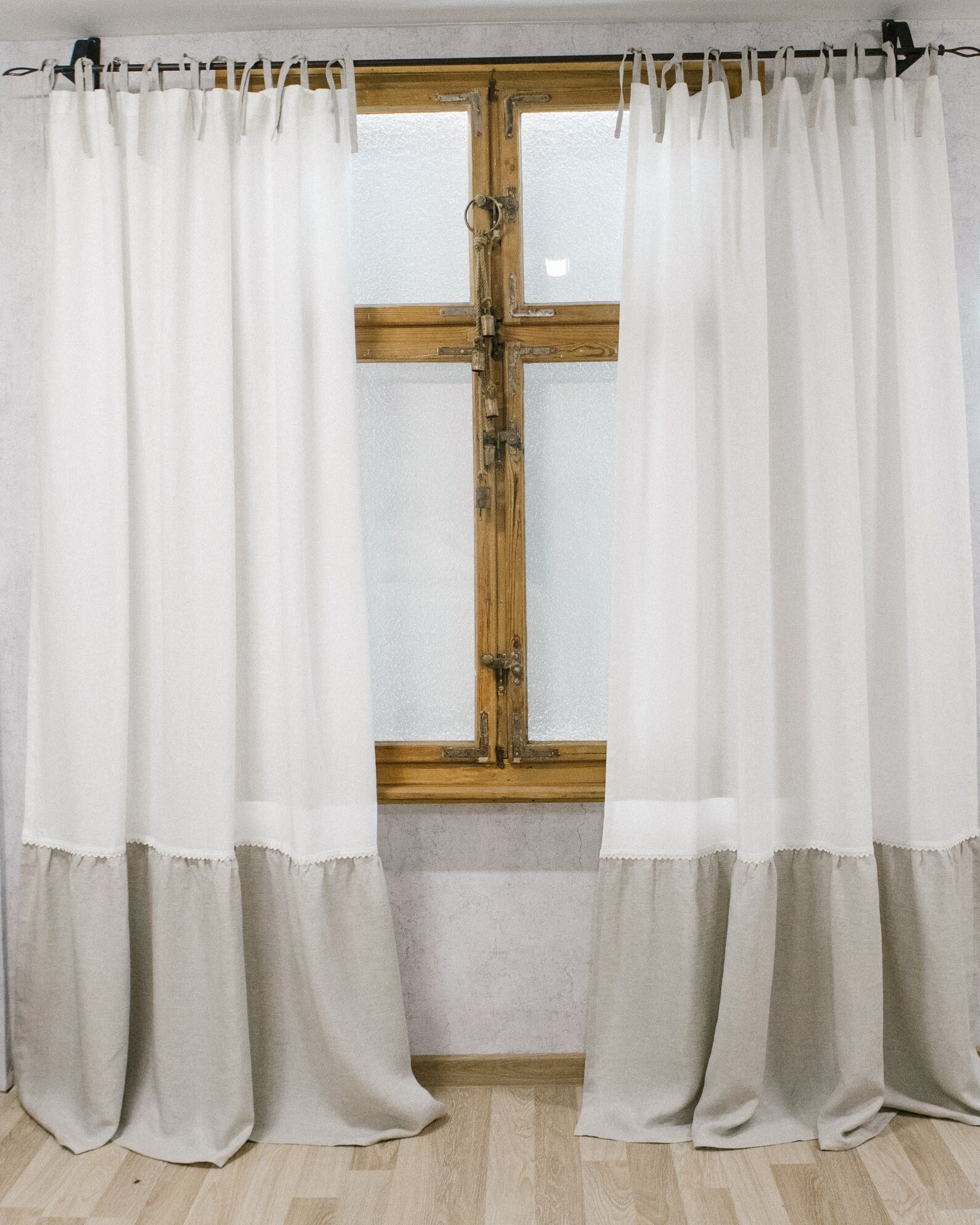 Linen Ruffle Curtain / Natural Linen Curtain / Linen Drapes Etsy