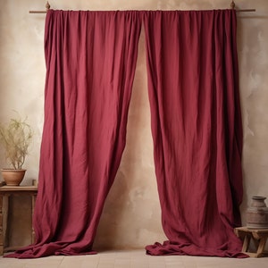 Rod Pocket Heavy Linen Curtains 9 Colors | Custom Linen Curtains | Rustic Curtains | Living Room | Heavy Linen Curtains | Linen Drapes