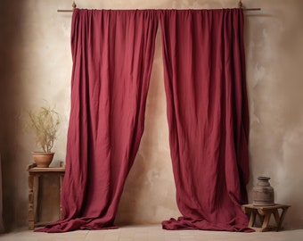 Rod Pocket Heavy Linen Curtains 9 Colors | Custom Linen Curtains | Rustic Curtains | Living Room | Heavy Linen Curtains | Linen Drapes