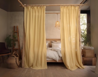 Bed Curtains | Linen Gauze Bed Canopy Panel | Bohemian Canopy Tent | Montessori House | Indoor/Outdoor Lounging | Canopy Panels For Bed