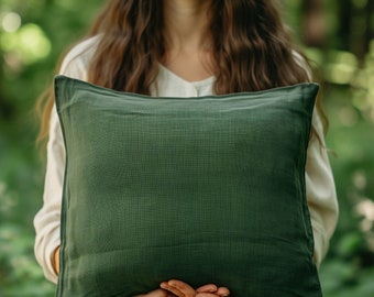 Linen Throw Pillow | Pillow Covers 20X20 | Boho Throw Pillow | Designer Pillow Cover | Natural Linen Pillow Cover | Decorative Pillows