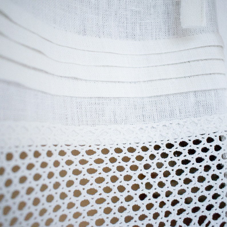 Linen Kitchen Curtain With Lace - Etsy