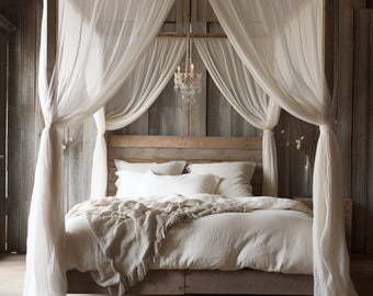 Linen Canopy Bed Curtains Custom Bed Canopy Drape Canopy Bed Panels Linen Curtain Drape Perfect White Linen Drapes Long Drapes