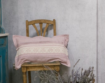 Oldrose linen pillow cover Rose Cuschioncover Linen Bedding Shabby Vintage Cottage