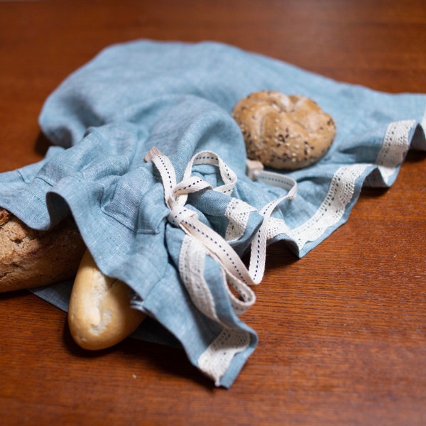 Swedish blue, old blue linen bread bag, organic bread bag, organic bread keeper