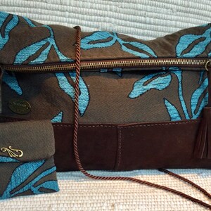 Folder clutch and shoulder bag with matching purse