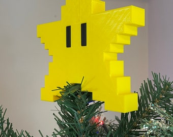 3D Printed | Super Mario Inspired | Christmas Tree | Star Topper | Decorations | Retro | Mario Star