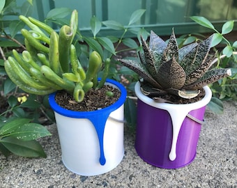 3D Printed | Paint Drip | Tin | Can | Planter | Pot | Garden | Succulent | Plants | Outdoor | Quirky