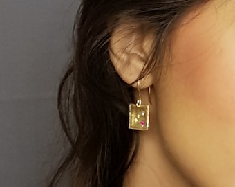 Burma Rubinörhängen, Diamantörhängen, Himmelska Smycken, Guldhängande Örhängen, Unika Örhängen i 18K Guld, Naturliga Vintageörhängen i Guld
