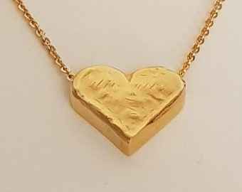 Heart necklace, Chunky gold heart necklace, tiny heart necklace, minimalist necklace, layering necklace, Delicate Necklace,