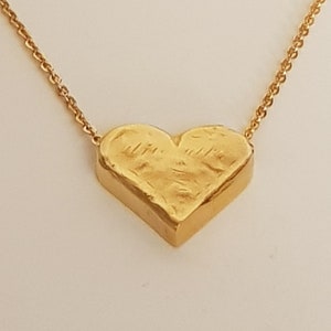 18K Heart necklace, Chunky Solid Gold Heart Necklace, Minimalist Necklace, Layering Necklace, Delicate Necklace