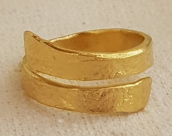 14k Gold Ringe für Frauen - 14k vergoldete Ringe - Daumen Ring, handgefertigter Ring, Unisex Ring, Spiralring, bypass Ring, verstellbarer Ring