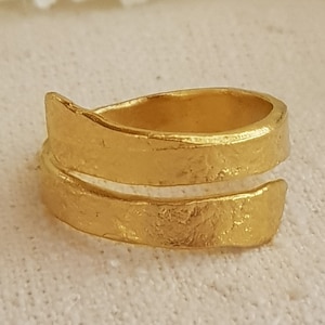 14k Gold Rings For Women - 14k Gold Plated Rings - Thumb Ring, Handcrafted Ring, Unisex Ring, Spiral Ring, Bypass Ring, Adjustable Ring