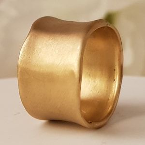 18K Unique Wide Thick Solid Gold Wedding Band Ring For Women Width 12 mm / 0.47'' , Thickness 1.5mm / 0.059''