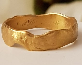 18k Solid Gold Ehering, Damen Ehering, Boho Alternative Hochzeitsschmuck, Ring für Sie und Ihn