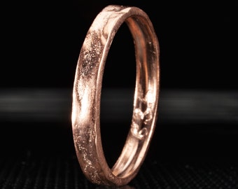 10k Rose Gold Ring, Women's Matte Rose Gold Ring, 3mm Slim Gold Ring for Women