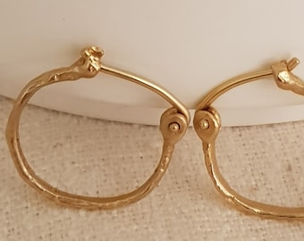 14k Gold Hoops, Small Gold Hoops, Gold Hoop Earrings, Vintage Gold Earrings, Minimalist Gold Earrings, Unique Gold Earrings
