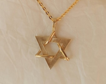 Gold Star of David Magen David Pendant, Rustic Gold Star Pendant, Made in Israel Jewish Magen David Necklace, Spiritual Judaica jewelry