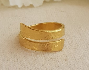 Gold Wickelring, verstellbarer Goldring, Goldringe für Frauen, Golddaumenring, Byby-Ring, gehämmerter Goldring