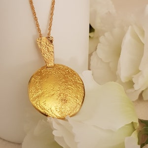 Langer großer Goldanhänger, Halskette, Kreis Oval rustikaler Anhänger, Zarte, 18k vergoldete Kette, einfache und lange Halskette 30 * 45 mm