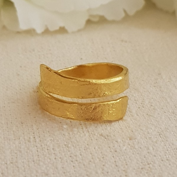 Gold Wickelring, verstellbarer Goldring, Goldringe für Frauen, Golddaumenring, Byby-Ring, gehämmerter Goldring