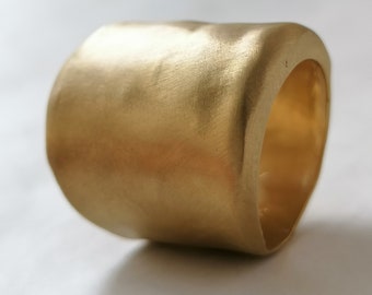 Solid Gold Tapered Ring Band, 18K Wedding Band Ring, Gold Rings For Women, Thick Wide Gold Ring, Unique Gold Ring, Extra Wide 23mm Ring