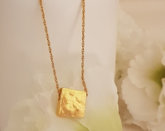 Gold Square Necklace, Square Layer Necklace, Cube Necklace,Square Jewelry, Geometry Necklace, Minimalist Necklace