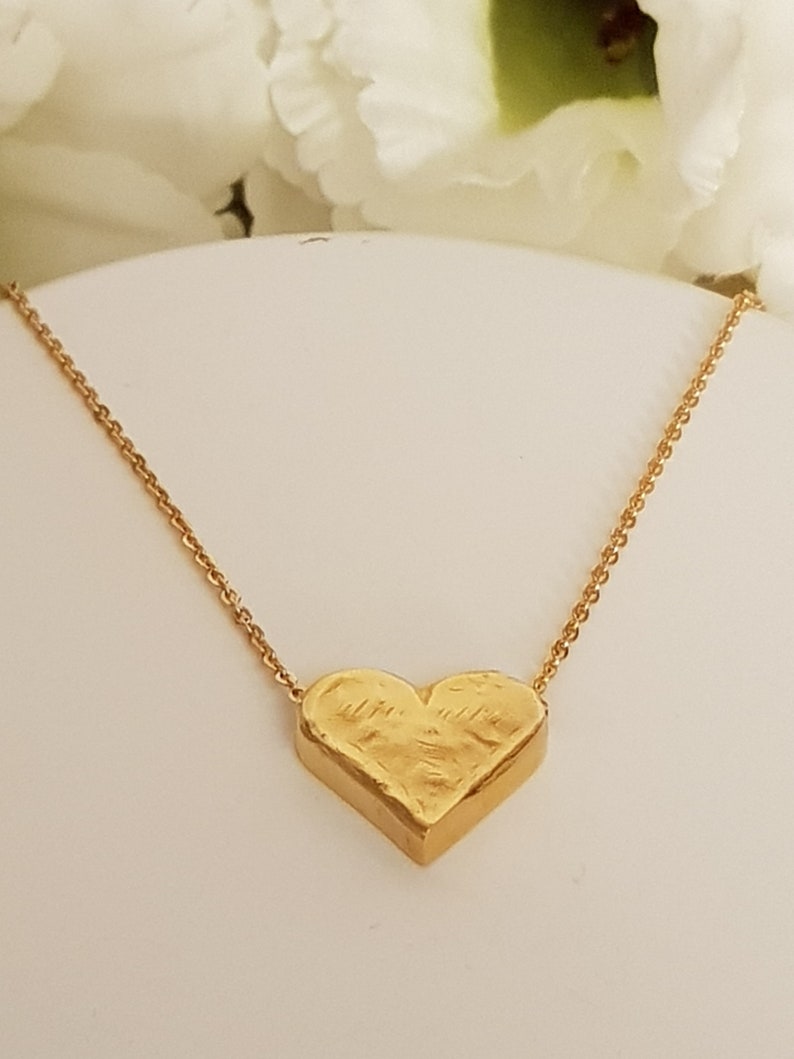 18K Heart necklace, Chunky Solid Gold Heart Necklace, Minimalist Necklace, Layering Necklace, Delicate Necklace