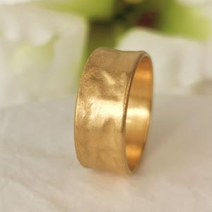 Solider 22k breiter Goldring für Frauen, 22k strukturierte Goldzigarre Bandringe für Frauen