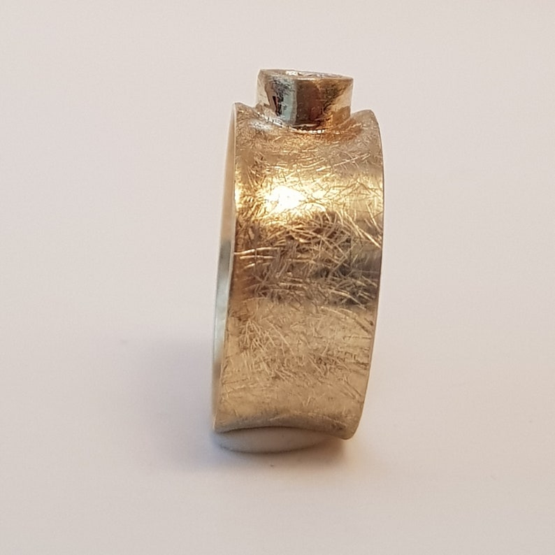 Wide Diamond Engagement Ring, 14K Yellow Gold Band, Unique Diamond Band, Vintage Engagement Ring, Diamond Solitaire Ring, Women Diamond Band