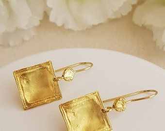 Orecchini Tuareg in oro, orecchini con dettagli incisi, orecchini pendenti Boho, vermeil oro - Italia