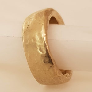 14k Chunky Wide Gold Ring, Rough Gold Ring, Unique Thick Solid Gold Wedding Ring for Women Width 10-11 mm, Thickness  2.5-3.5 mm, Full Look