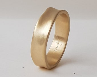 14K Solid Gold Classic Wedding Ring for Men and Women with Soft Matte Brushed Gold Finish