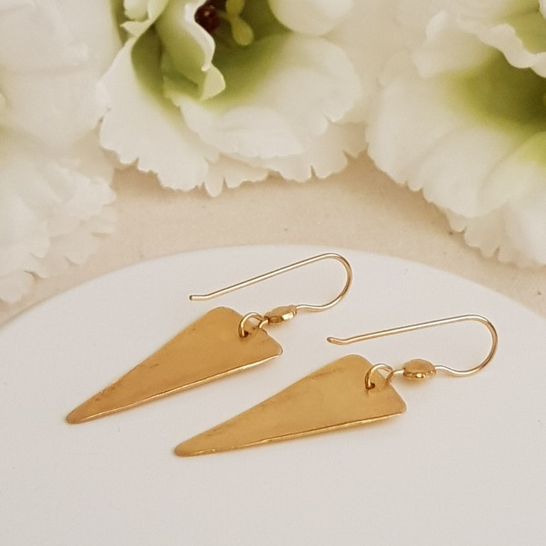Long Triangle dangle earrings minimalist earring drop Etsy