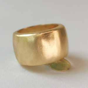 18k Gold Cigar Band Ring, Thick Gold Ring, Chunky Gold Band Ring, Large Wide Gold Band Ring